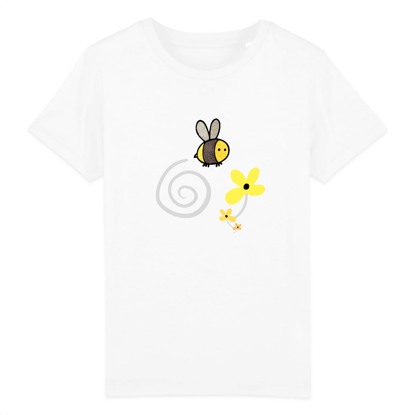 T-shirt enfant coton bio | Graphisme abeille | Blanc