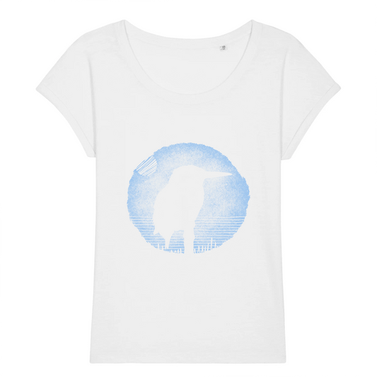 Martin pêcheur | T-shirt 100% Coton BIO Slub Femme - ROUNDER | Blanc