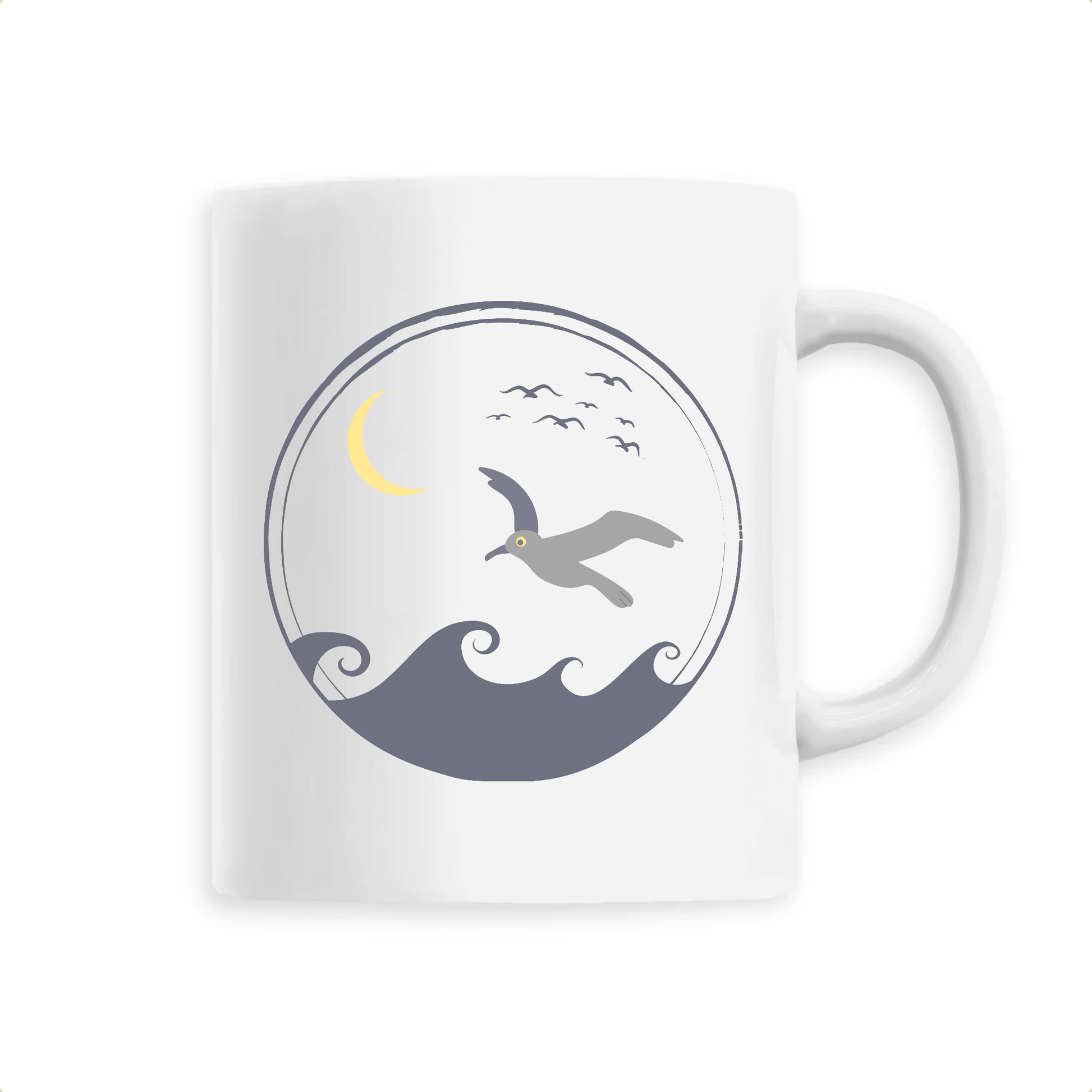 Oiseaux de mer | Mug céramique | Blanc