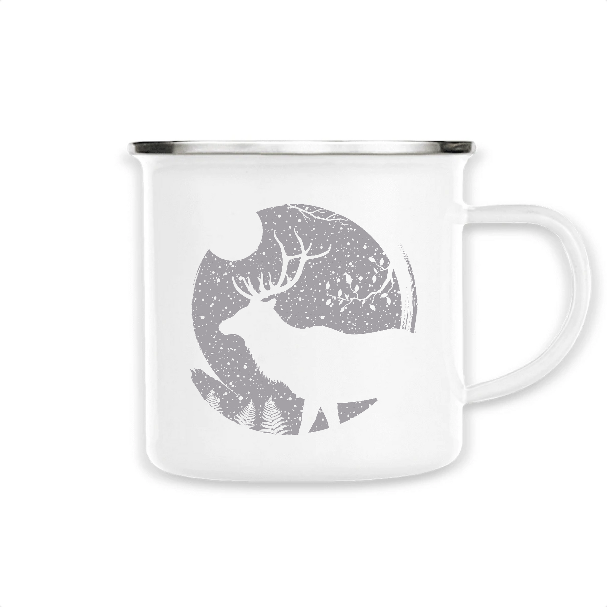 Cerf | Mug émaillé | Blanc