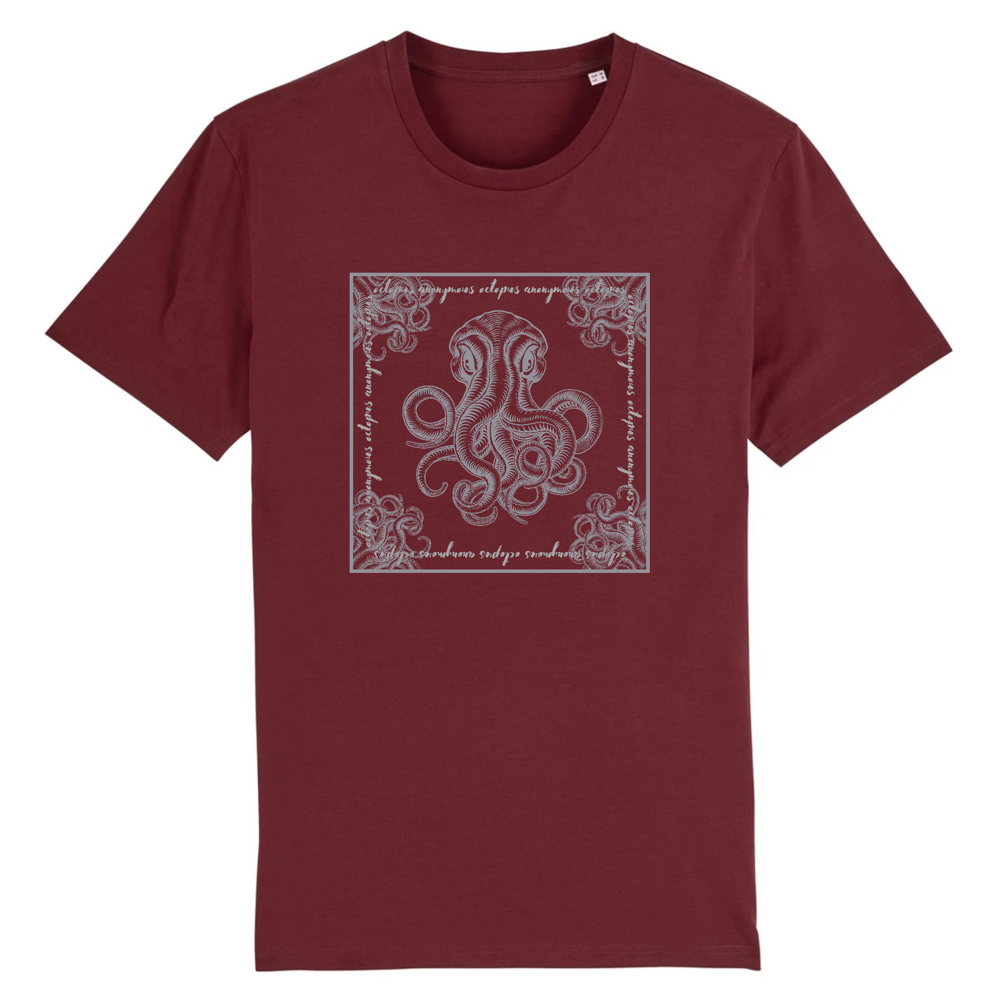 T-shirt homme coton bio | Graphisme pieuvre | Bordeaux