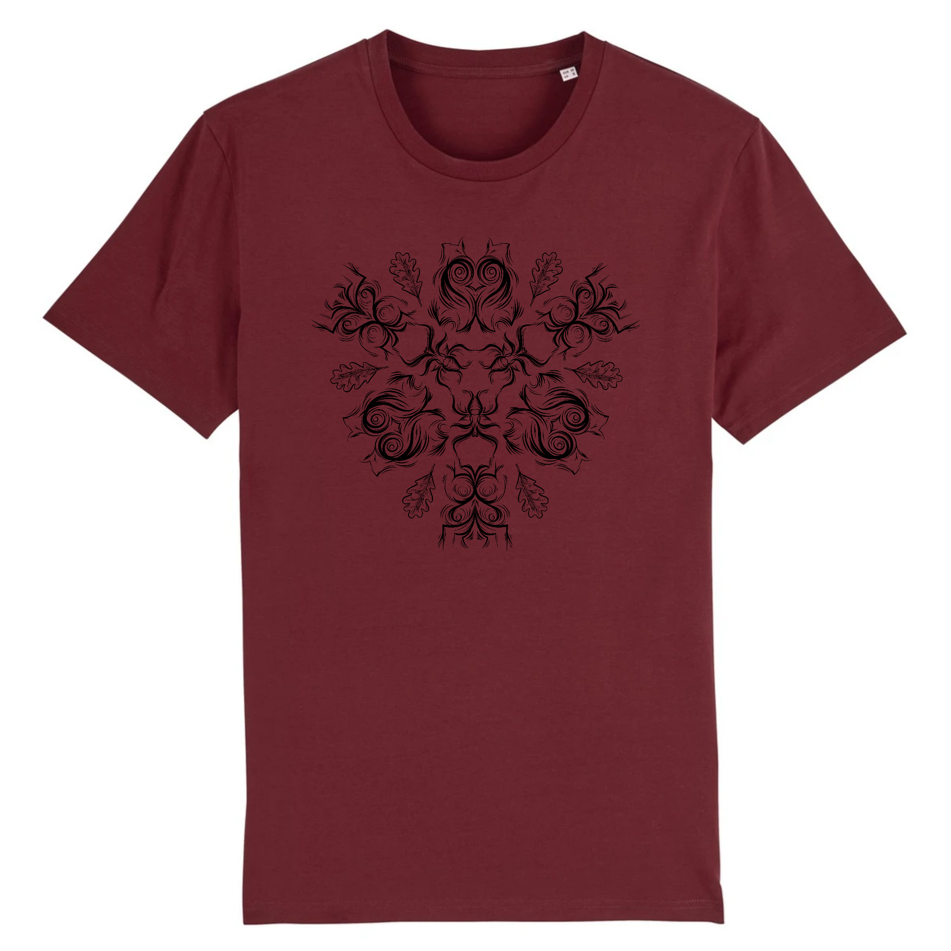 T-shirt homme coton bio | Graphisme faune | Bordeaux
