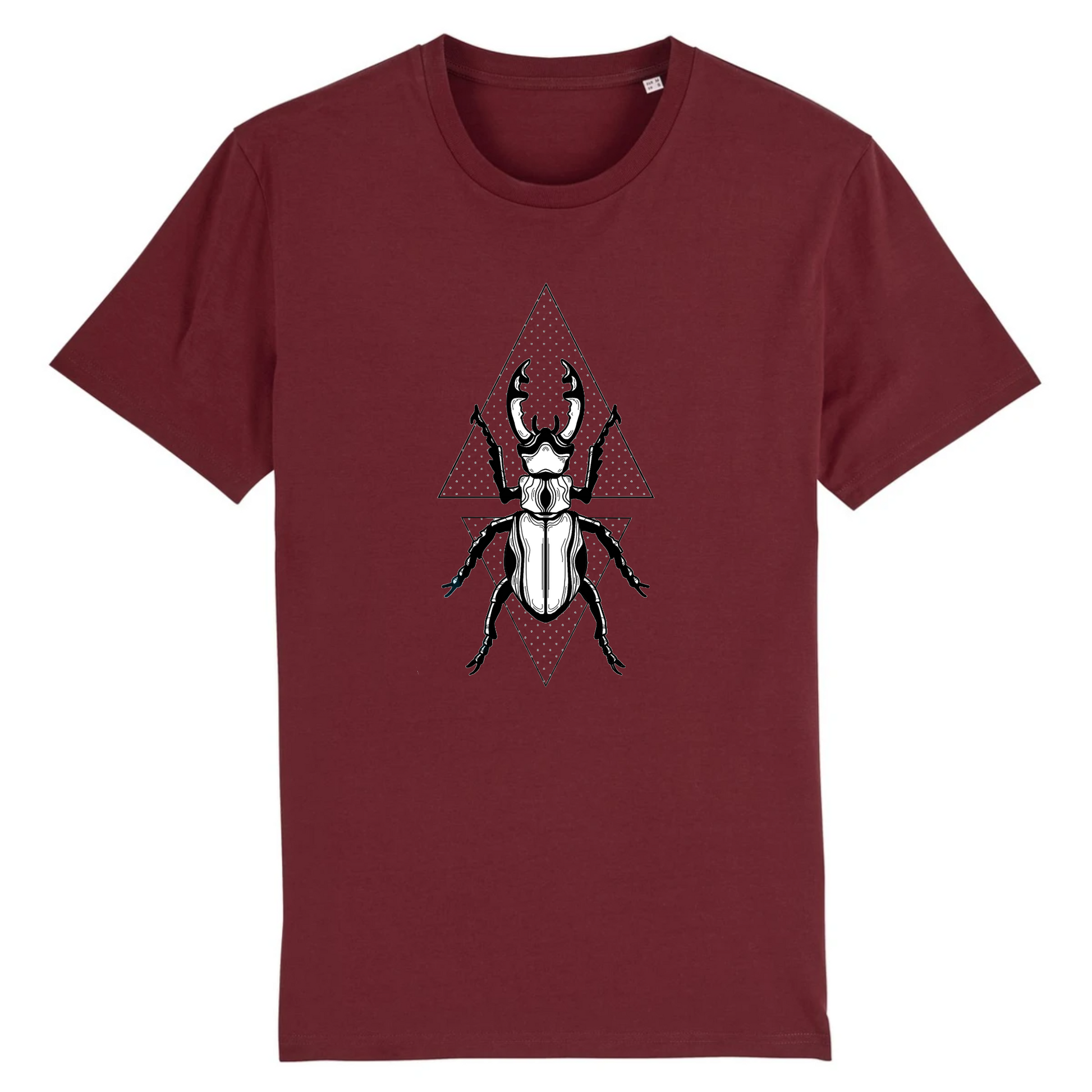 T-shirt homme coton bio | Graphisme insecte coléoptère | bordeaux