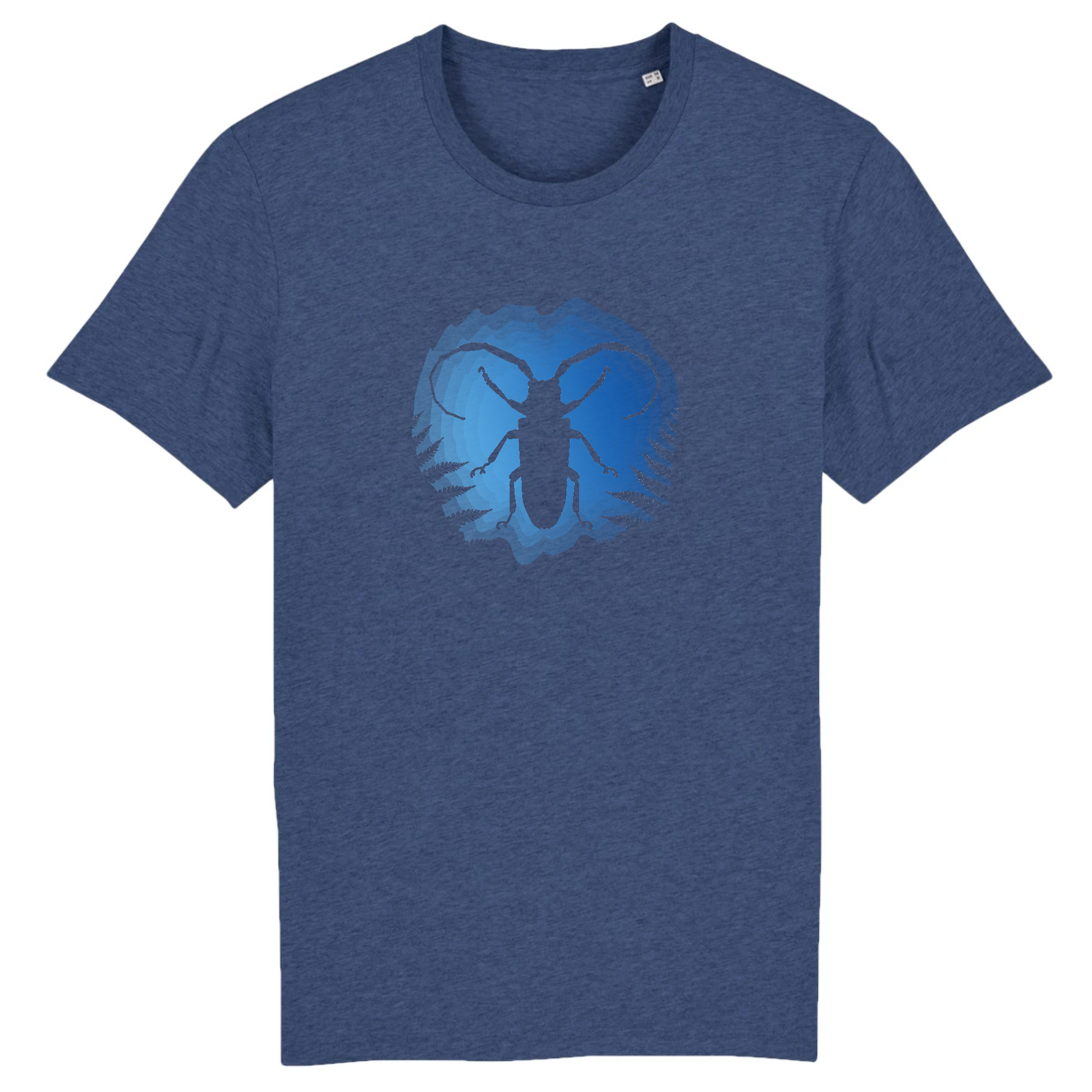 T-shirt homme coton bio | Graphisme insecte longicorne | Indigo