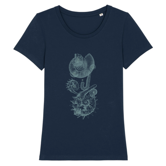 T-shirt femme coton bio motif nature ammonites