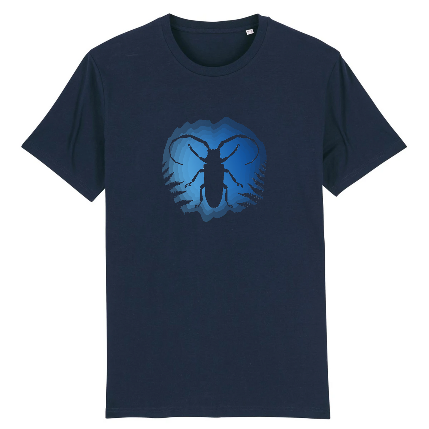 T-shirt homme coton bio | Graphisme insecte longicorne | Marine