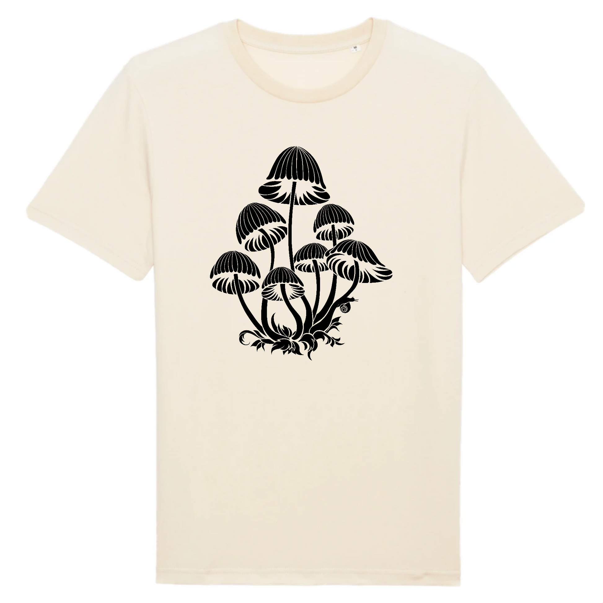 T-shirt homme coton bio | Graphisme champignons et escargot arpenteur | Naturel