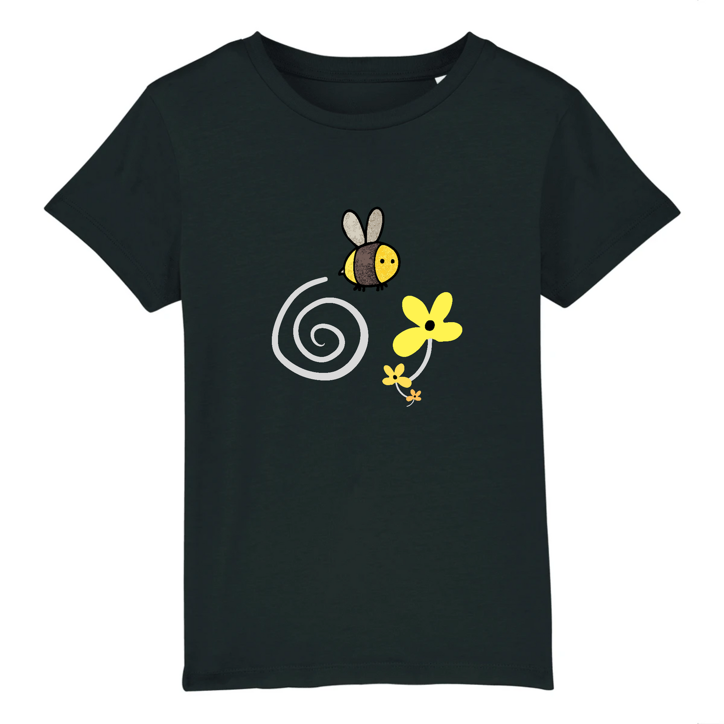 T-shirt enfant coton bio | Graphisme abeille | Noir