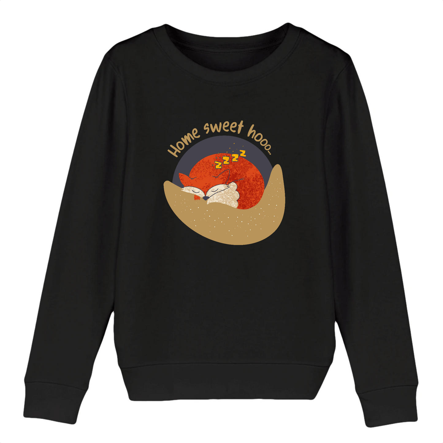 Sweat-shirt enfant coton bio | Graphisme renard qui dort | Noir