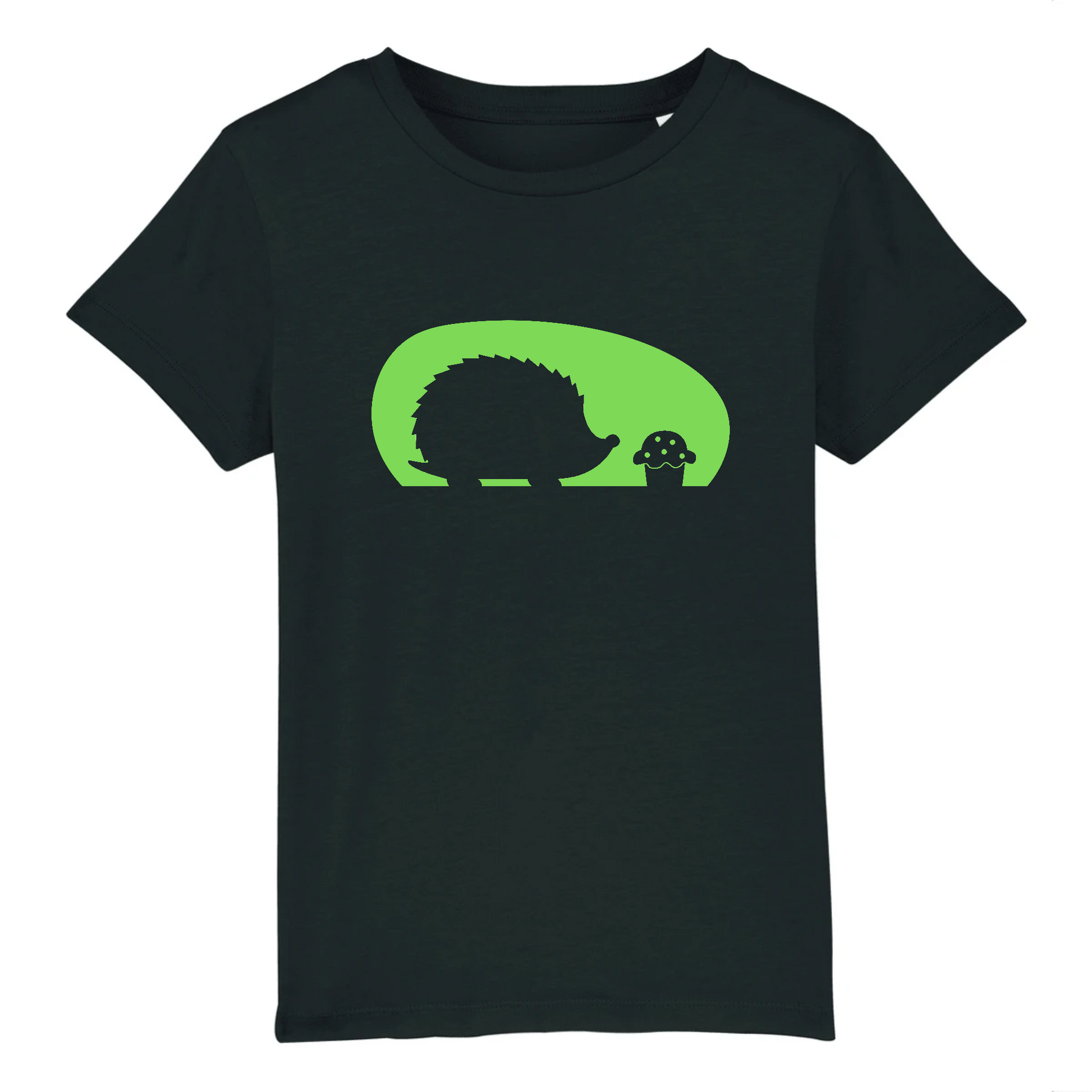 T-shirt enfant coton bio | Graphisme hérisson | Noir