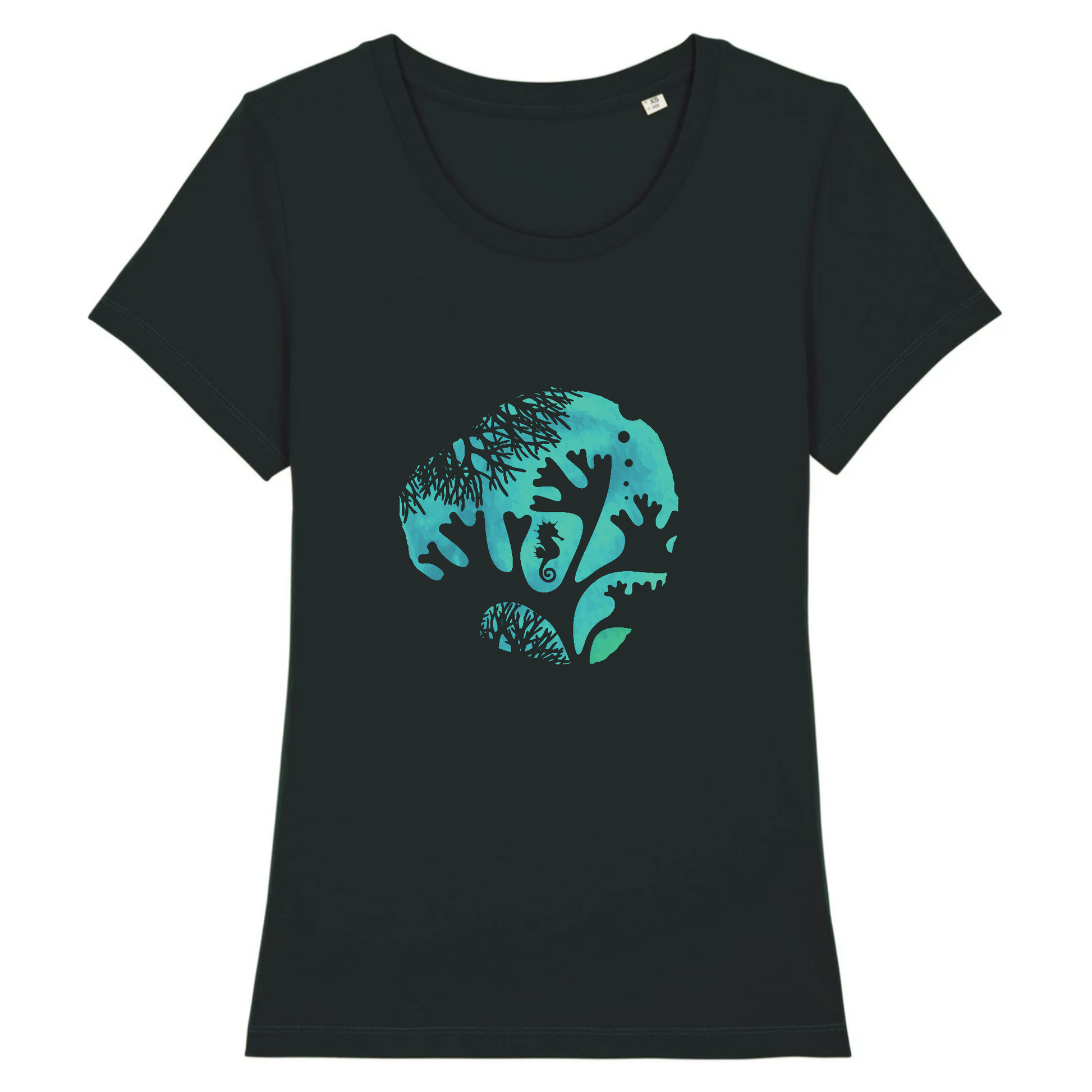 Hippocampe | T-shirt Femme 100% Coton BIO - EXPRESSER | Noir