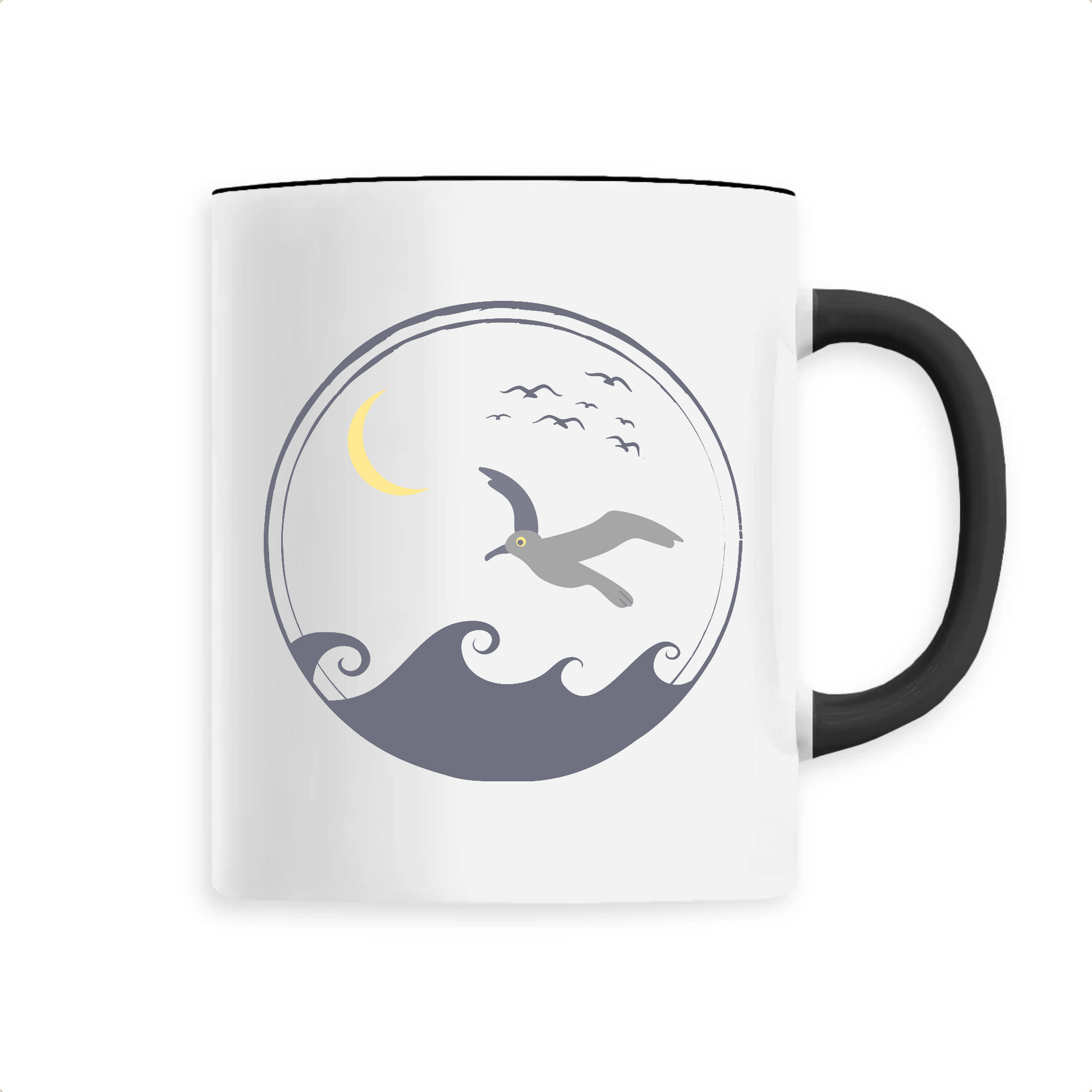 Oiseaux de mer | Mug céramique | Noir