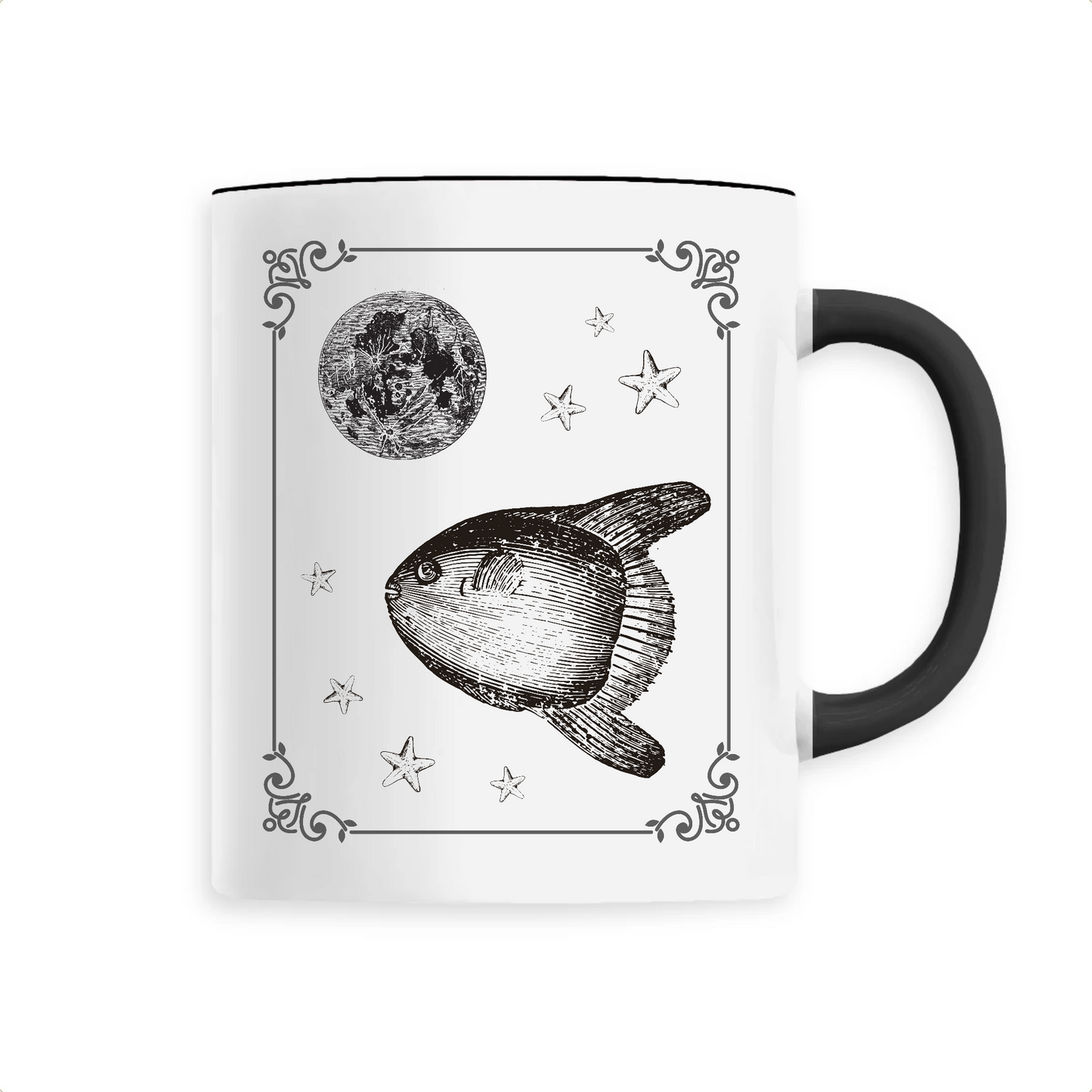 Poisson-lune | Mug céramique | Noir