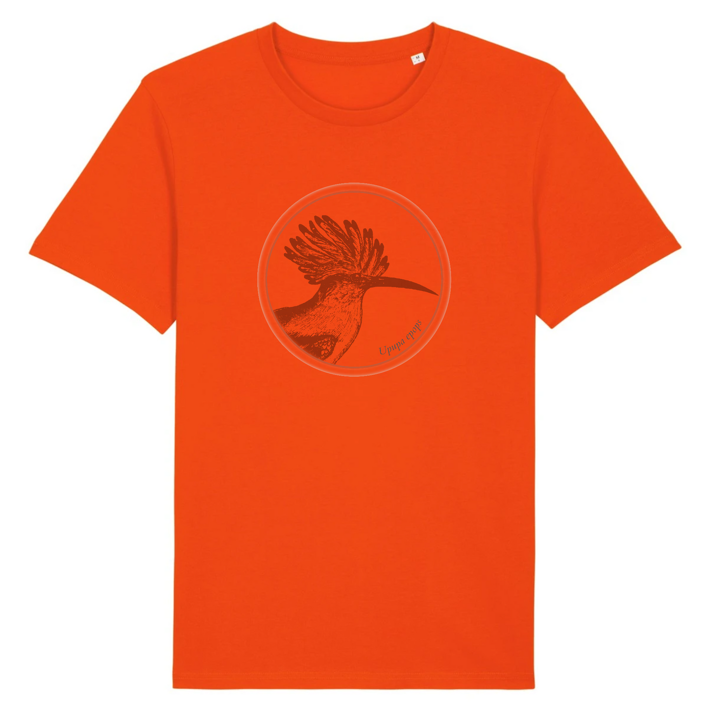 T-shirt homme coton bio | Graphisme oiseau Huppe fasciée | Orange